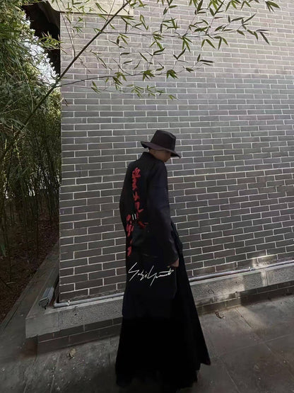 Yohji Crimson Splatter Long Shirt - Irregular Darkwear Trench 