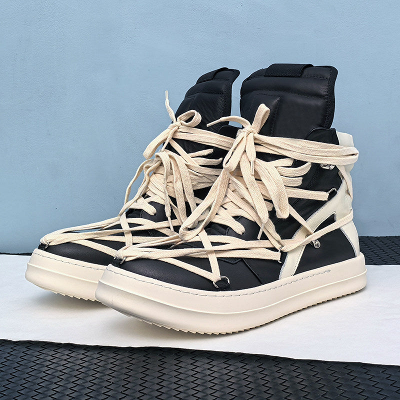 RO Jumbo Lace Geobasket - Rick Owens High-Top Leather Sneakers