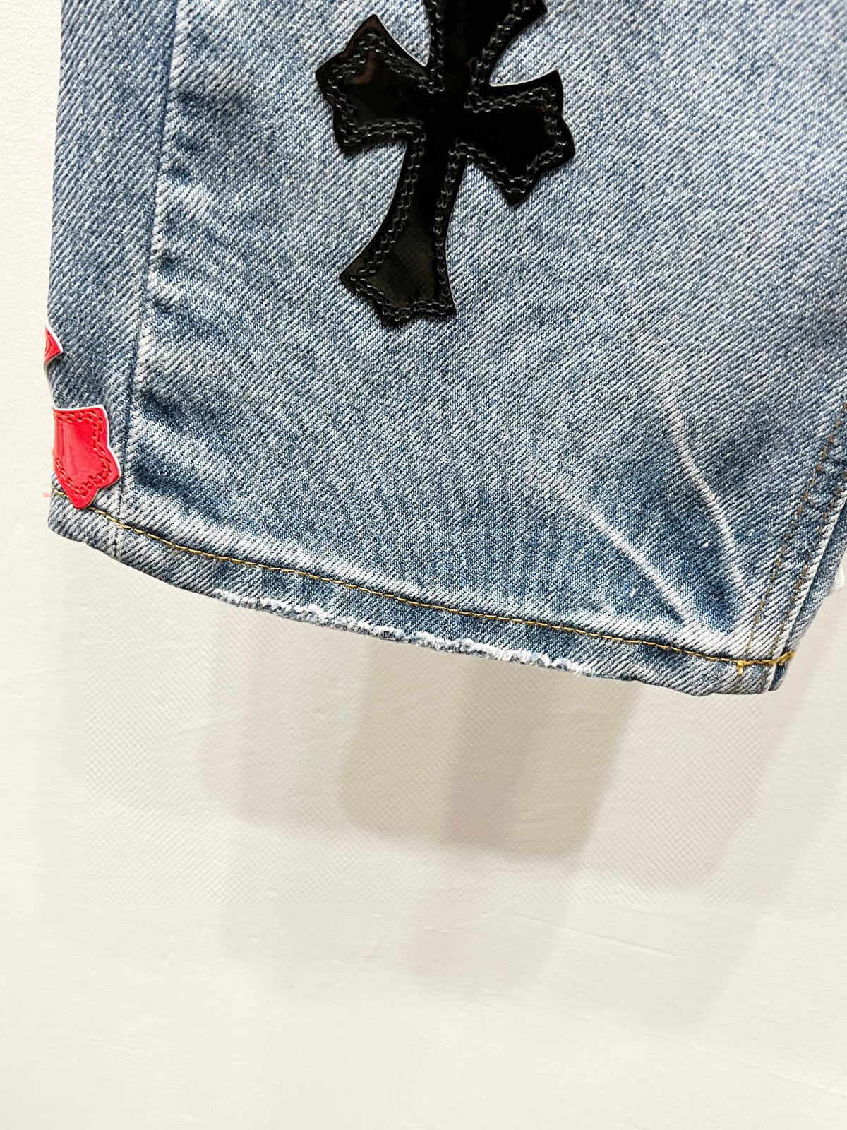 Revised Chrome Hearts Cross Patch Jeans - Leopard & Leather Appliqué Vintage Denim