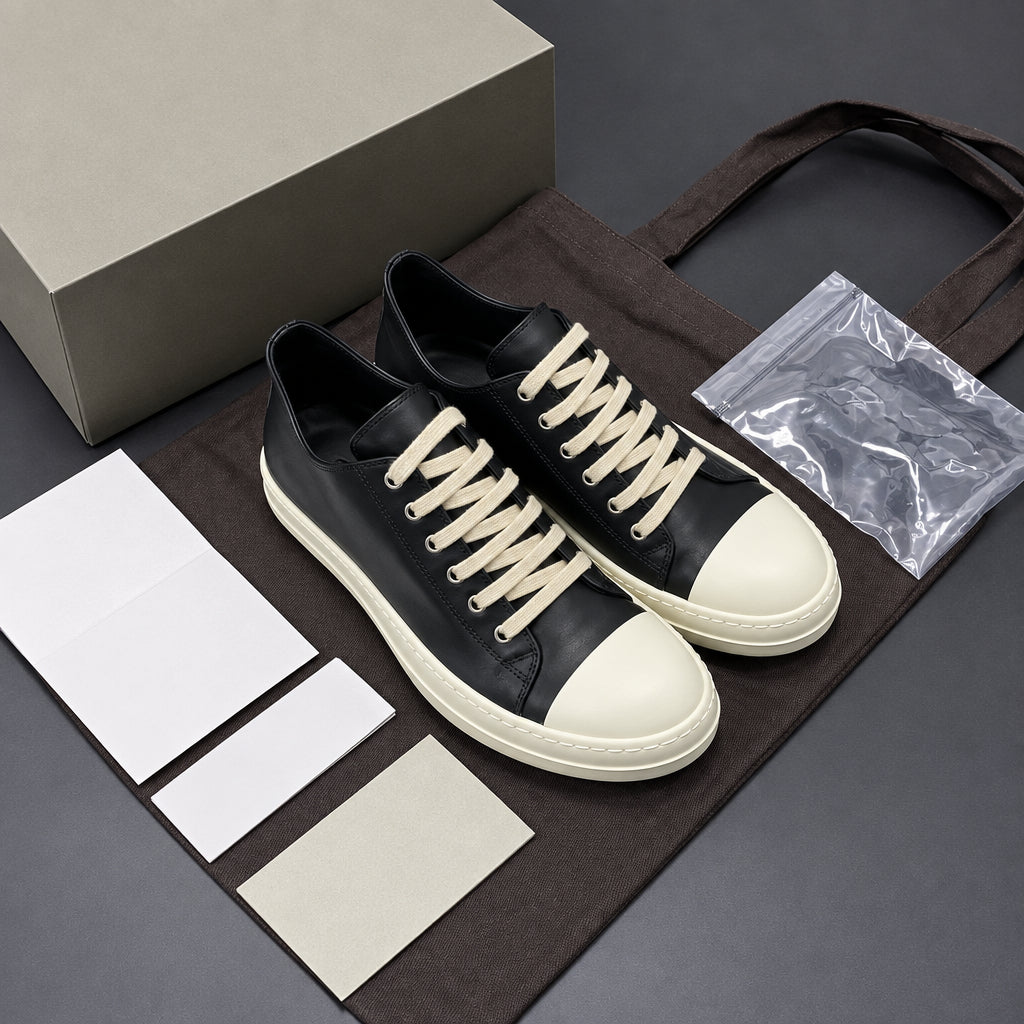 RO Mainline Leather Low Sneaker - RICK OWENS Vanilla Sole -  donclickin