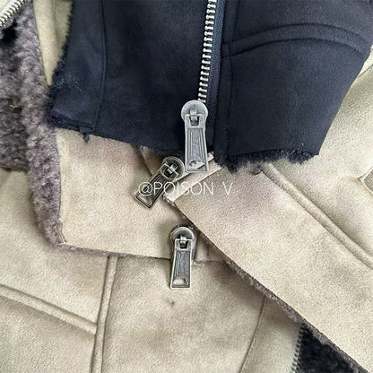 No faith studios Suede Shearling Biker Jacket - Asymmetrical Zip 