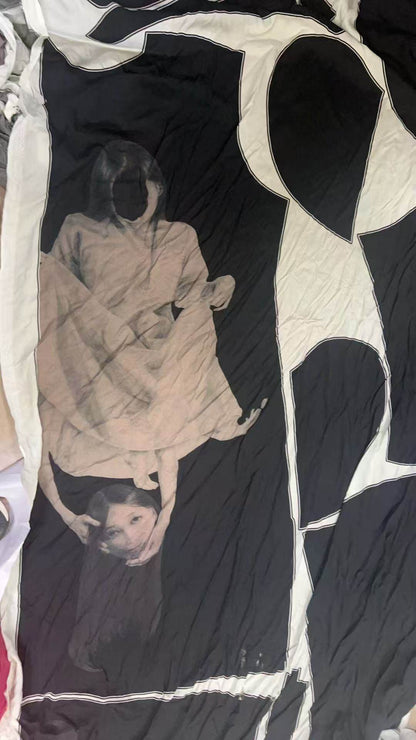 Revised Yohji 20SS Archive - Cradle Drape Printed Long Shirt (Viscose) 