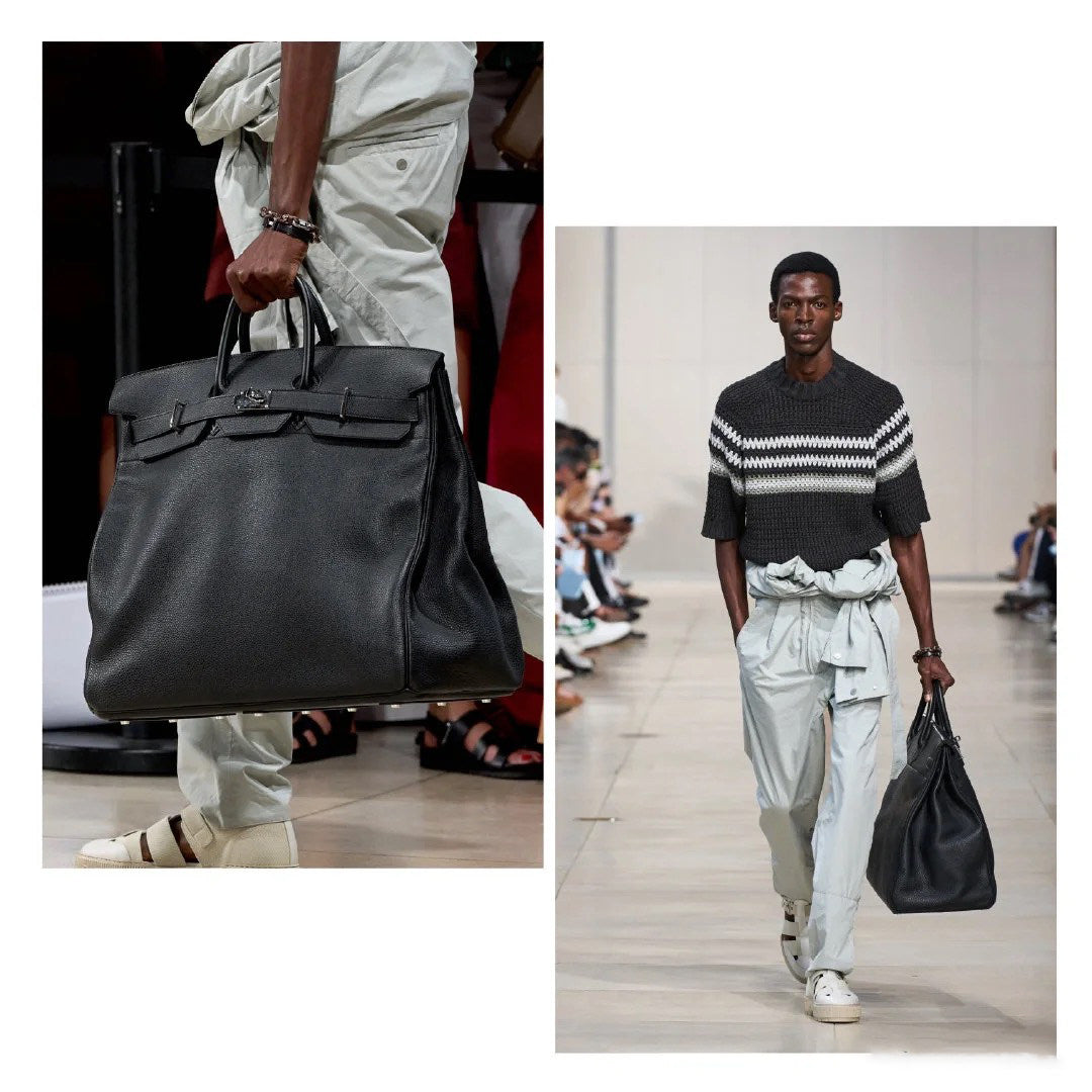 Archive Padlock Weekender - Oversized Lychee Leather Commuter Gym Bag 
