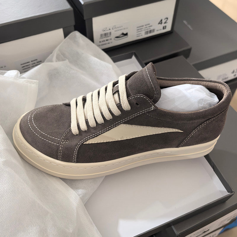 RO 22SS Vintage Leather Low-Top Sneaker Rick Owens - Black/Milk - Size avaliable 35~46 / Suede No. 99 Grey / Suede