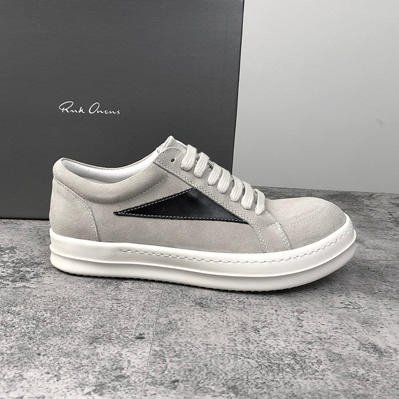 RO 22SS Vintage Leather Low-Top Sneaker Rick Owens - Black/Milk - Size avaliable 35~46 / White / Suede