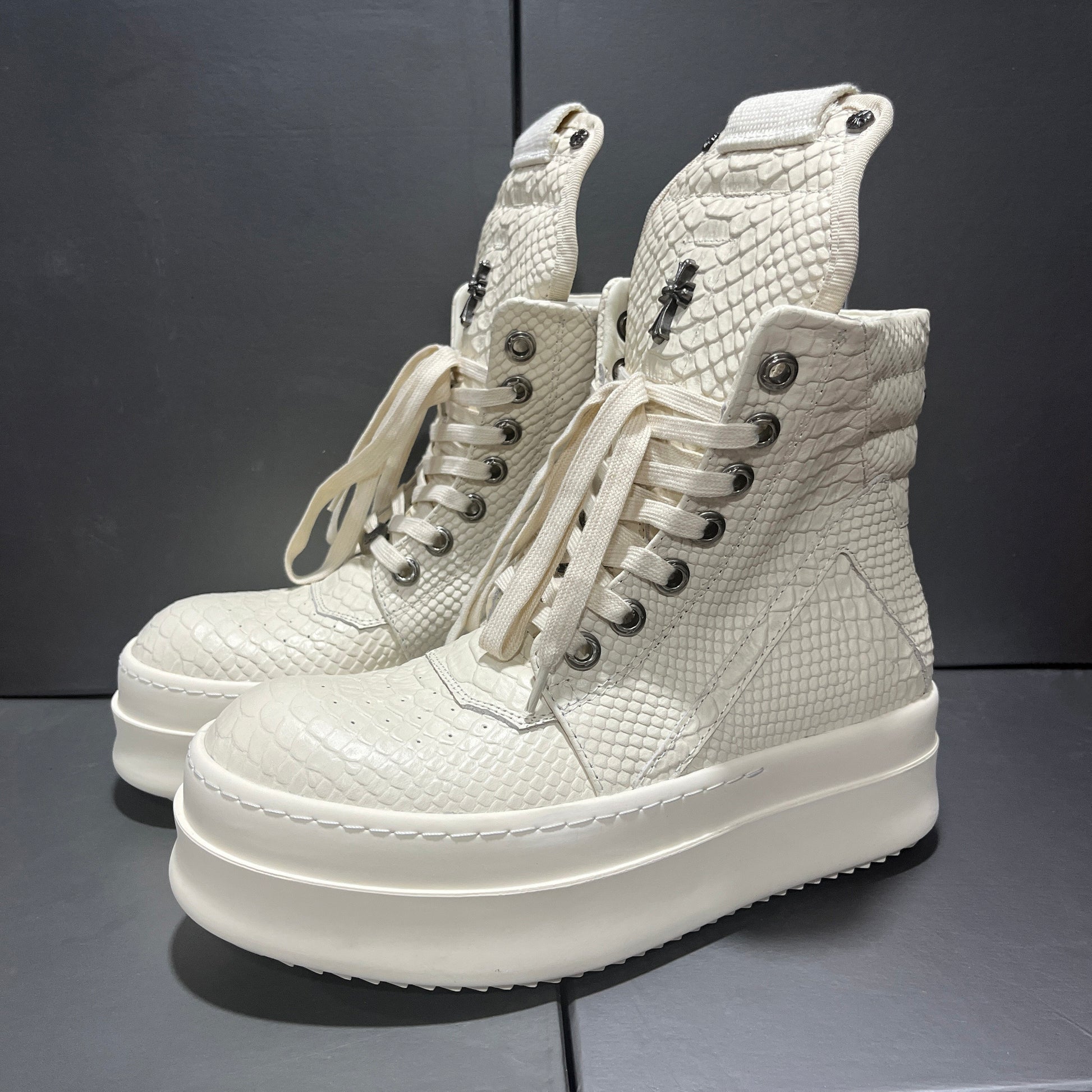 Revised RO Geobasket High-Top - Rick Owens Snake Embossed Leather  