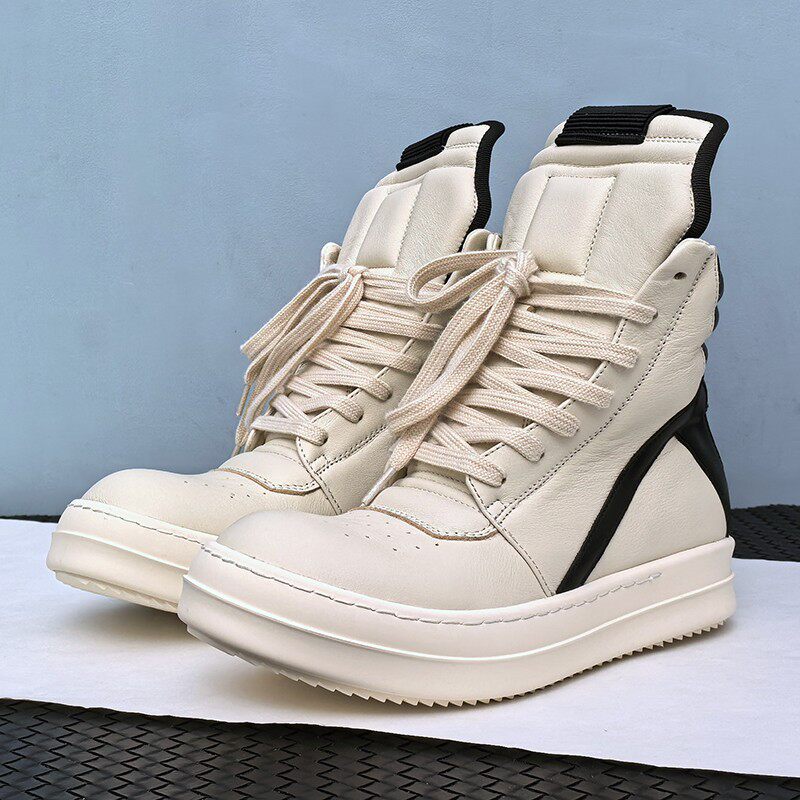 RO Jumbo Lace Geobasket - Rick Owens High-Top Leather Sneakers