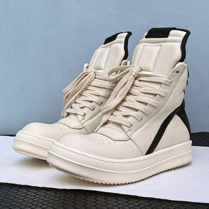 RO Jumbo Lace Geobasket - Rick Owens High-Top Leather Sneakers