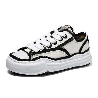 Revised Maison Mihara Yasuhiro Wavy Dissolved Sole Sneakers - MMY Canvas White