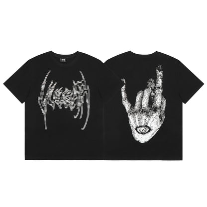 Revenge Graphic Tee - Smoke Skull Skeleton & Lightning XXX Oversized -   donclickin