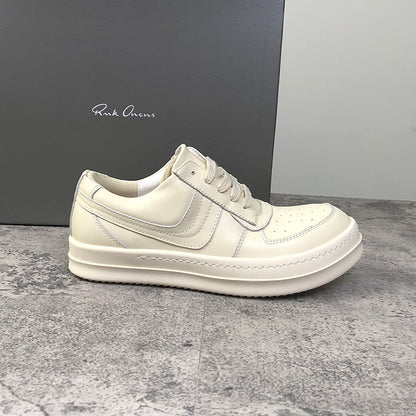 RO 22SS Vintage Leather Low-Top Sneaker Rick Owens - Black/Milk - Size avaliable 35~46 / Off-white / Low-top Big Tri