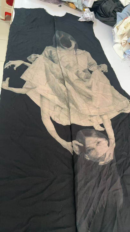 Revised Yohji 20SS Archive - Cradle Drape Printed Long Shirt (Viscose) 