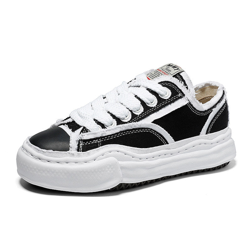 Revised Maison Mihara Yasuhiro Wavy Dissolved Sole Sneakers - MMY Canvas White