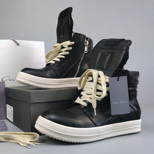 RO Jumbo Lace Geobasket - Rick Owens High-Top Leather Sneakers