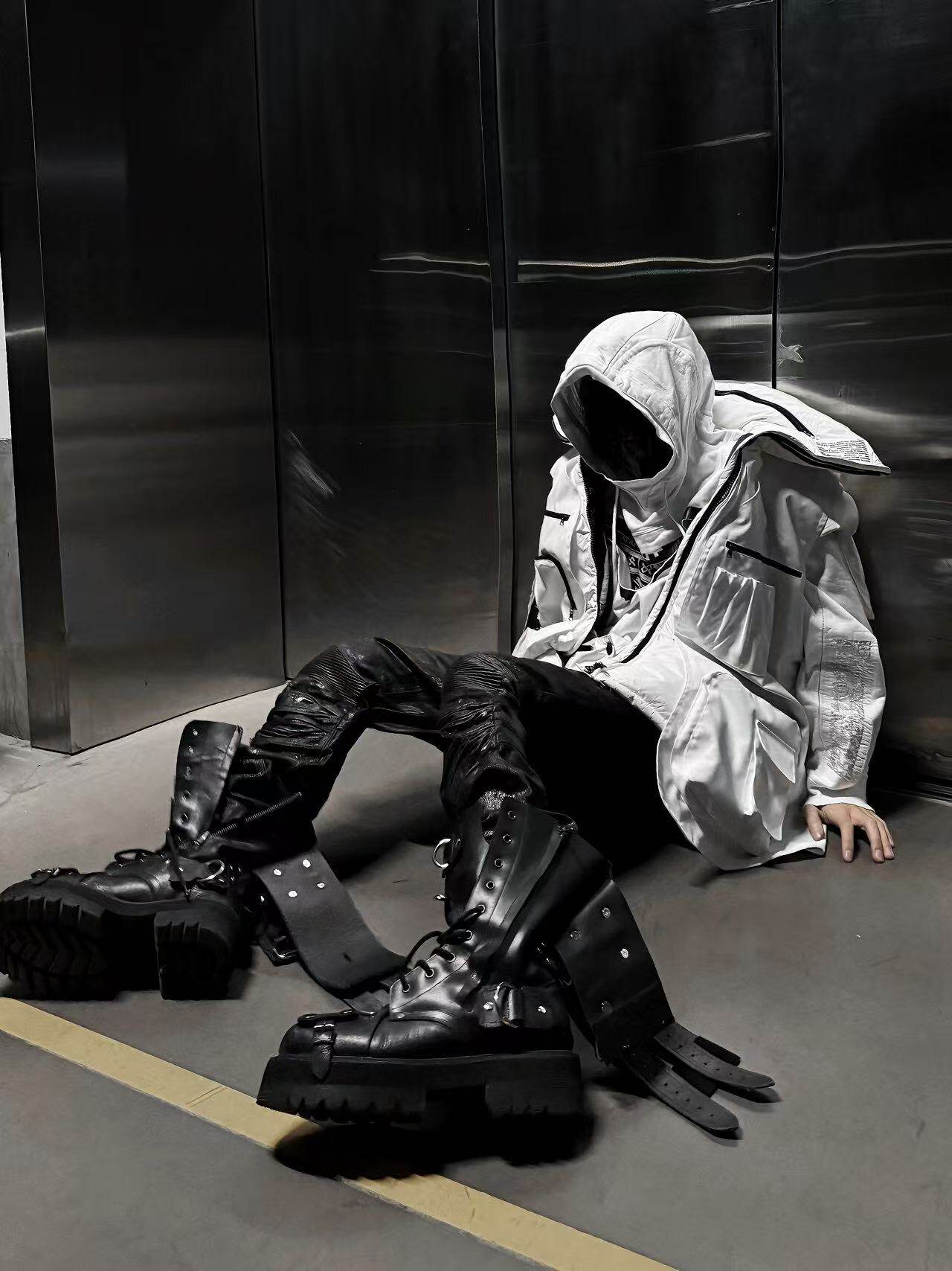 Revised Vetements FW19 High-Top Biker Boots - Metal Buckle & Rivet Strap - donclickin