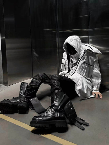 Revised Vetements FW19 High-Top Biker Boots - Metal Buckle & Rivet Strap - donclickin