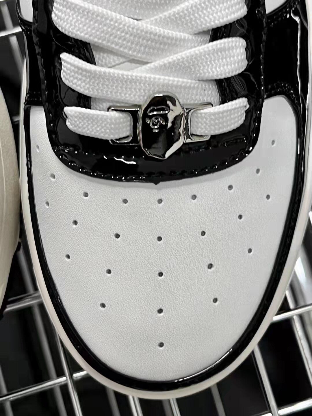 Bape Sta Low Silhouette - Black Patent Leather Skate Sneakers  