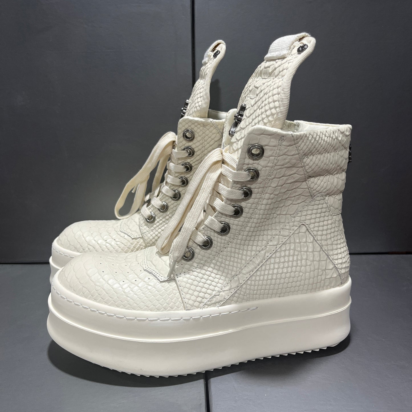 Revised RO Geobasket High-Top - Rick Owens Snake Embossed Leather  