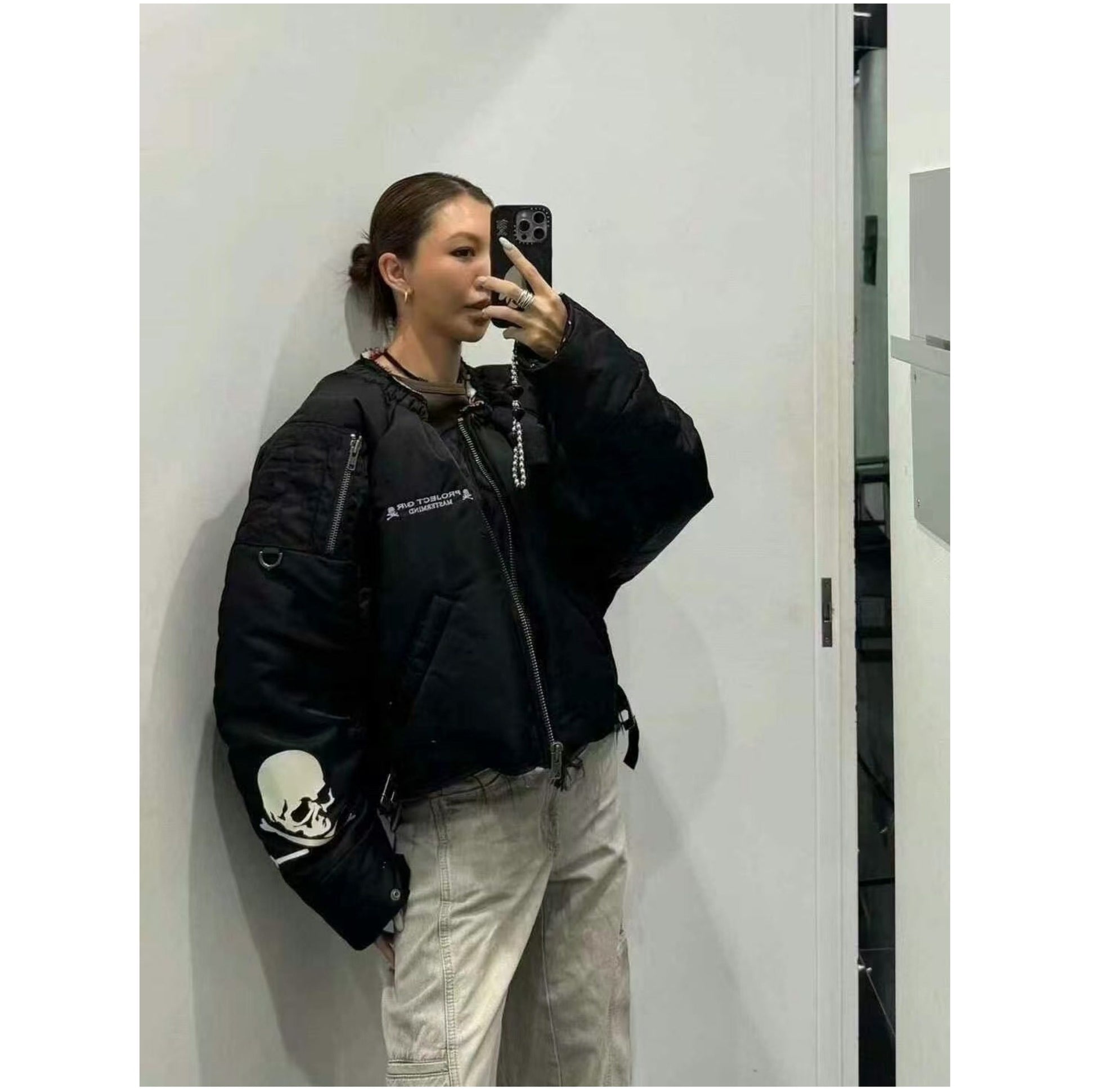 Graliz LEARL Project (G/R) Mastermind Skull Puffer - Collarless Cropped Jacket 