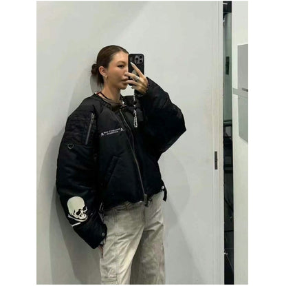 Graliz LEARL Project (G/R) Mastermind Skull Puffer - Collarless Cropped Jacket 