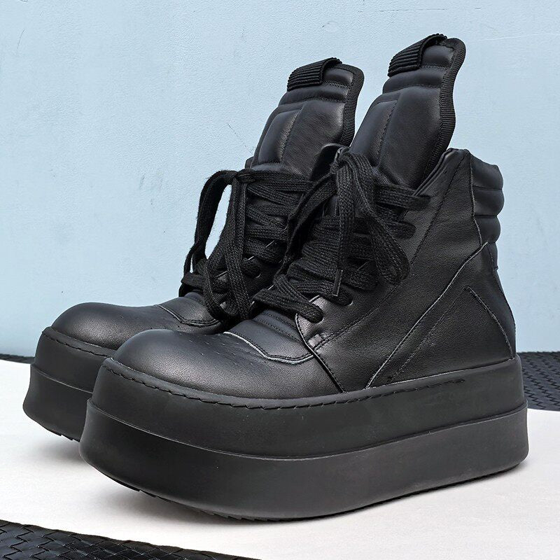 RO Jumbo Lace Geobasket - Rick Owens High-Top Leather Sneakers