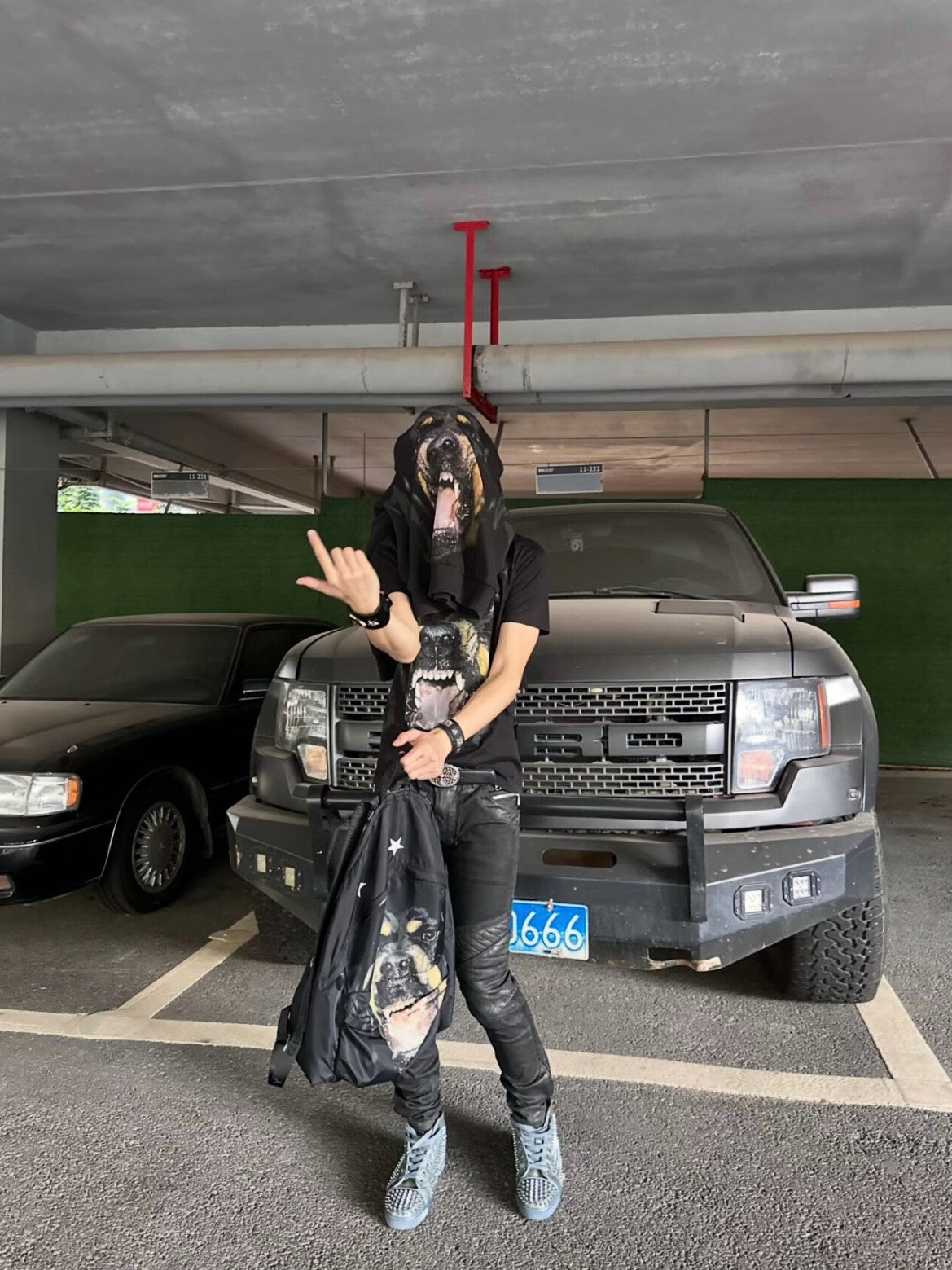 Opium GVC Rottweiler Graphic Backpack - Gothic Star Canvas Daypack 