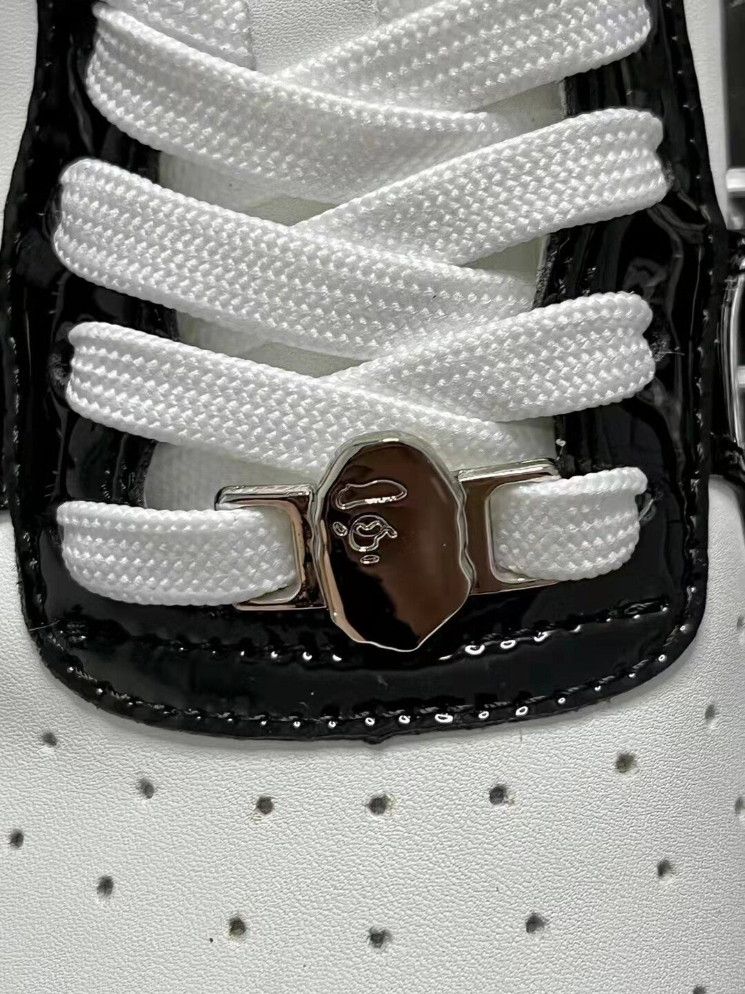 Bape Sta Low Silhouette - Black Patent Leather Skate Sneakers  