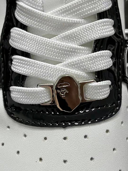 Bape Sta Low Silhouette - Black Patent Leather Skate Sneakers  
