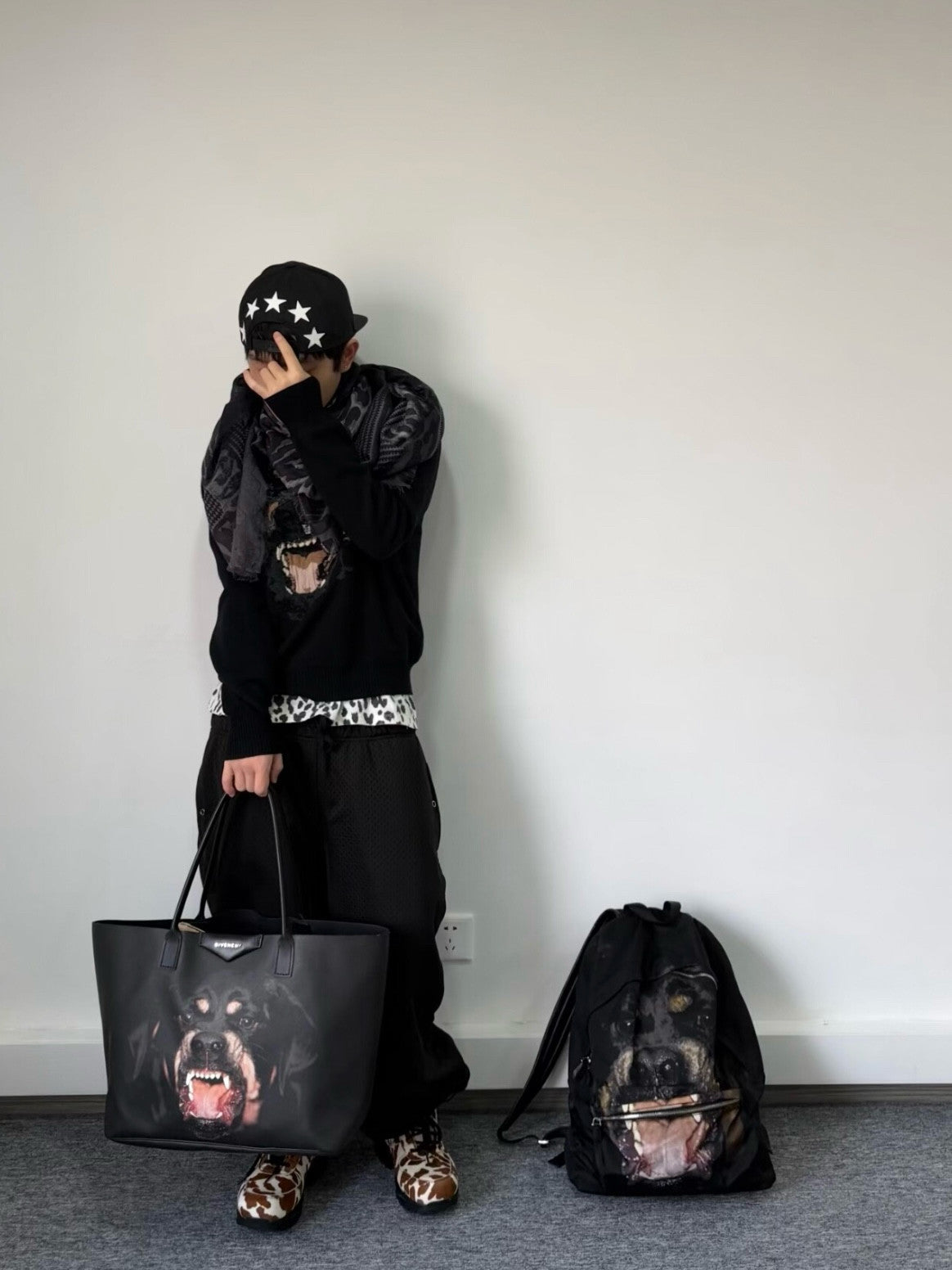 Opium GVC Rottweiler Graphic Backpack - Gothic Star Canvas Daypack 