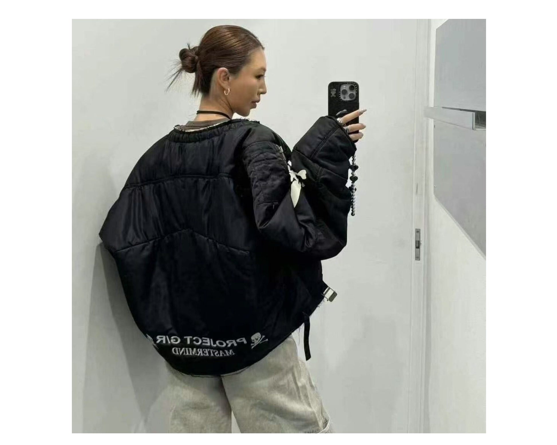 Graliz LEARL Project (G/R) Mastermind Skull Puffer - Collarless Cropped Jacket 