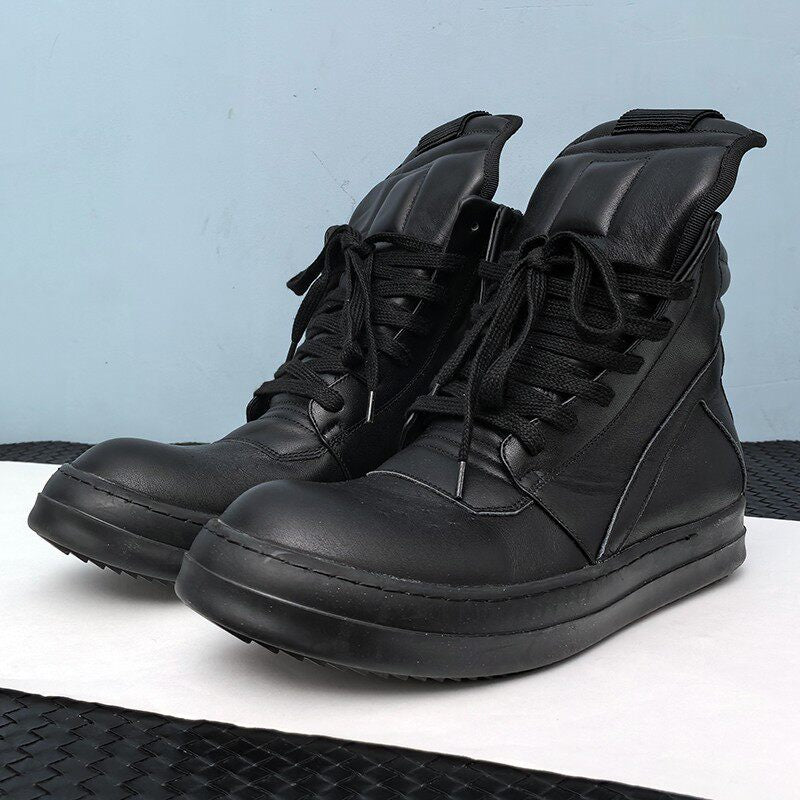 RO Jumbo Lace Geobasket - Rick Owens High-Top Leather Sneakers