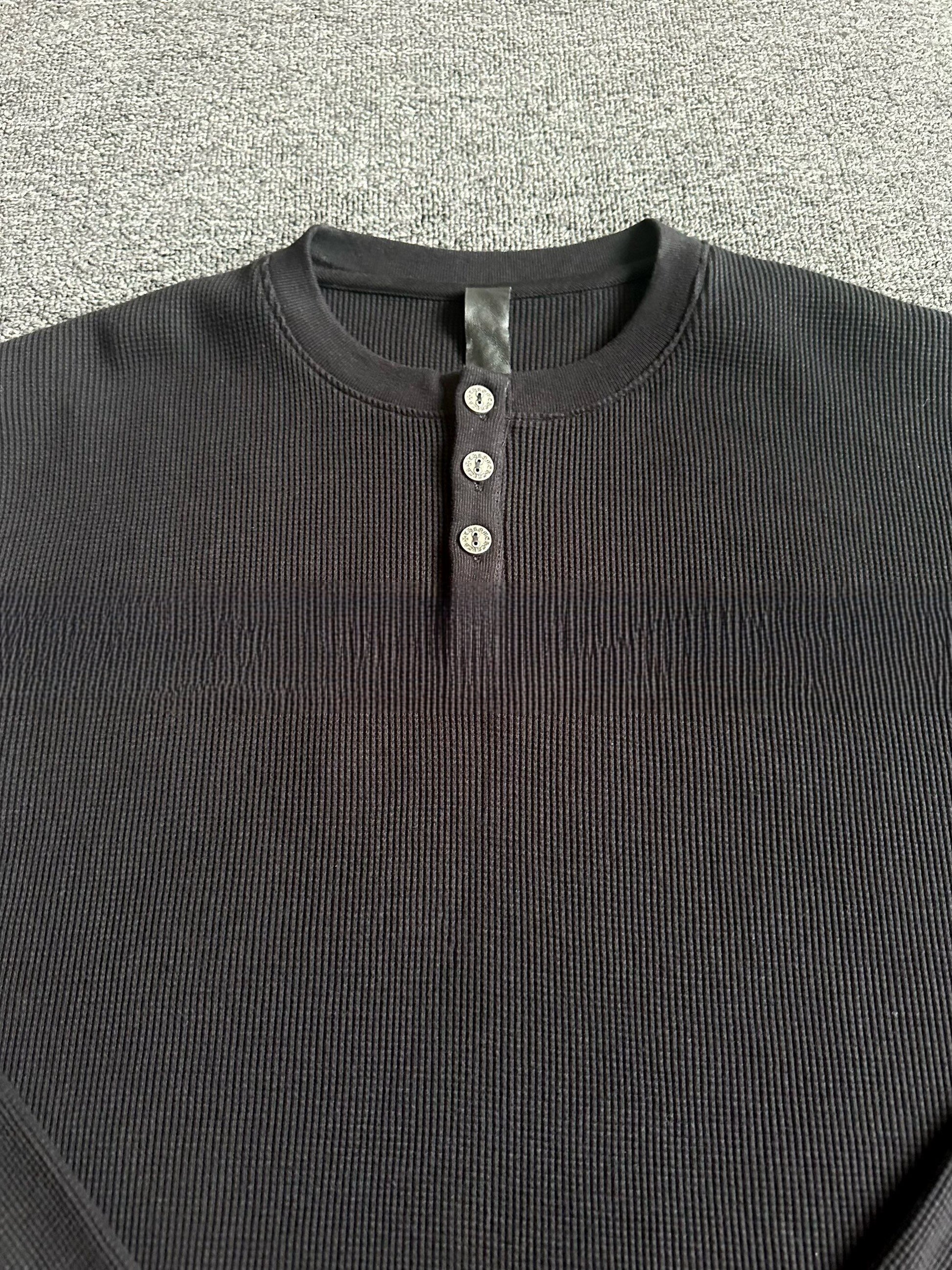 925 Silver Button | Revised Chrome 25SS Waffle Henley Long Sleeve - donclickin