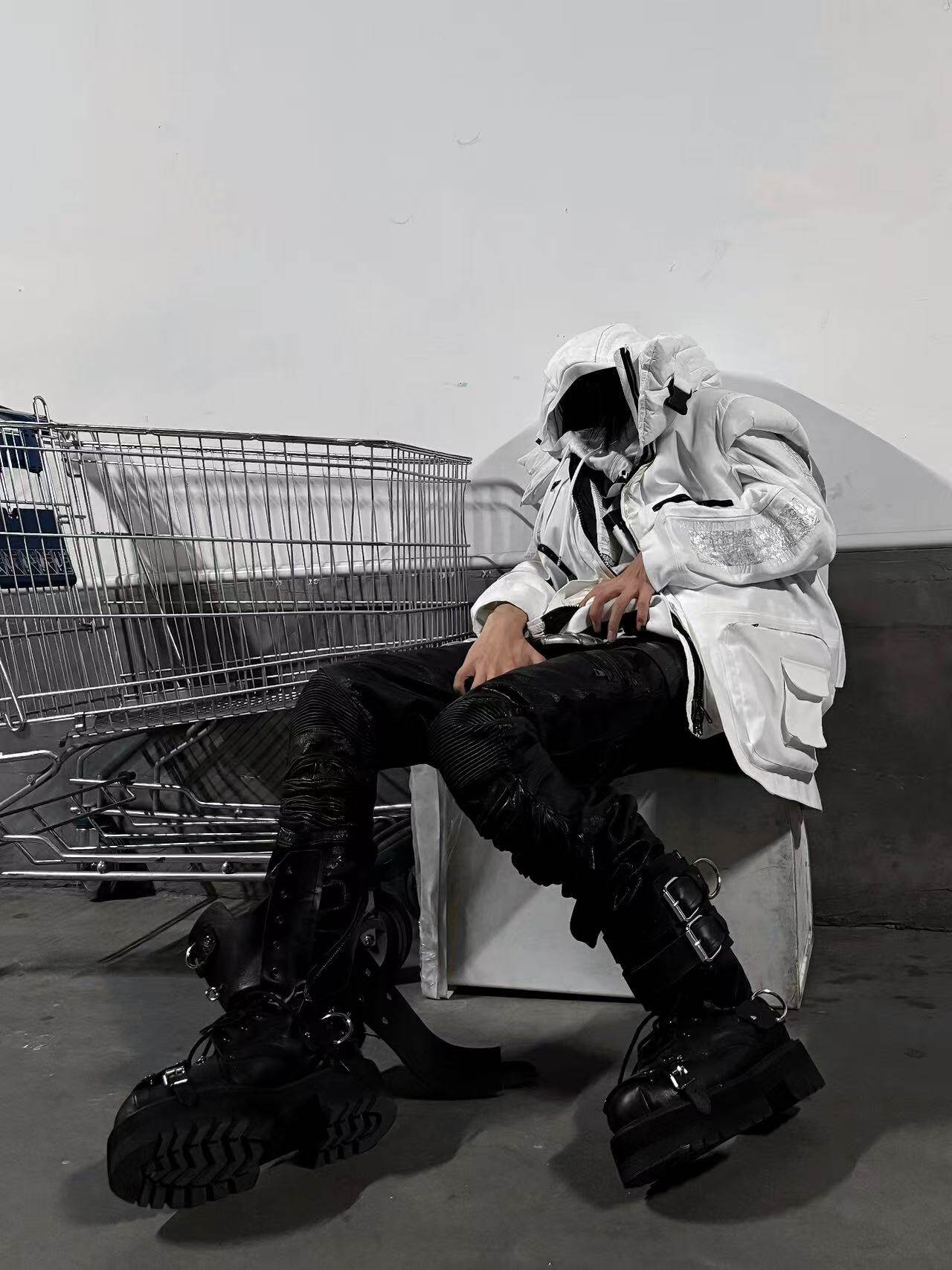 Revised Vetements FW19 High-Top Biker Boots - Metal Buckle & Rivet Strap - donclickin