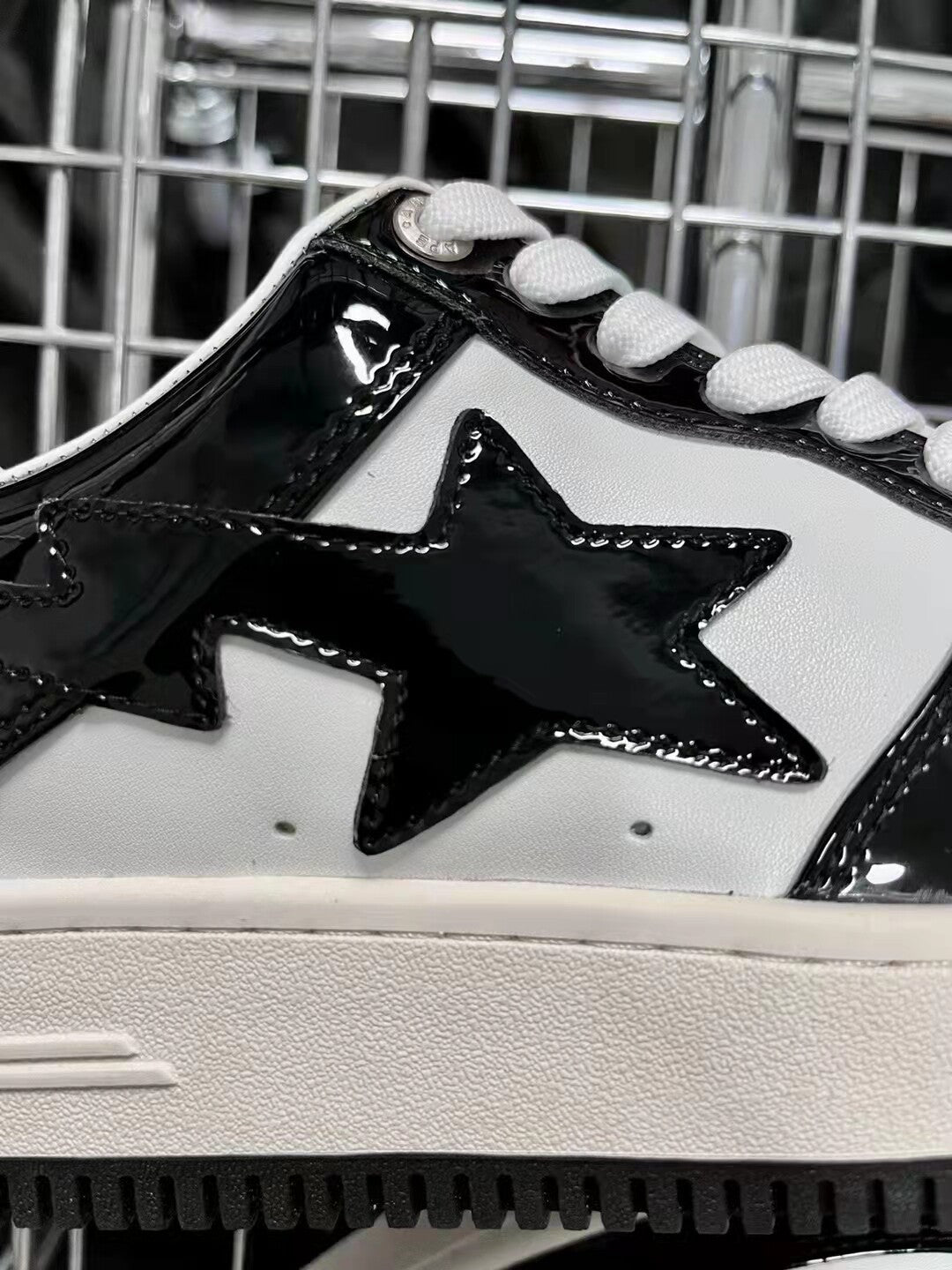 Bape Sta Low Silhouette - Black Patent Leather Skate Sneakers  