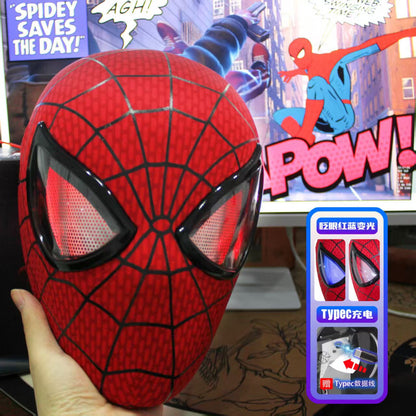 Manual/Electronic Spider-Man Headgear Moving Eyes:Play Face Mask Gift Cosplay