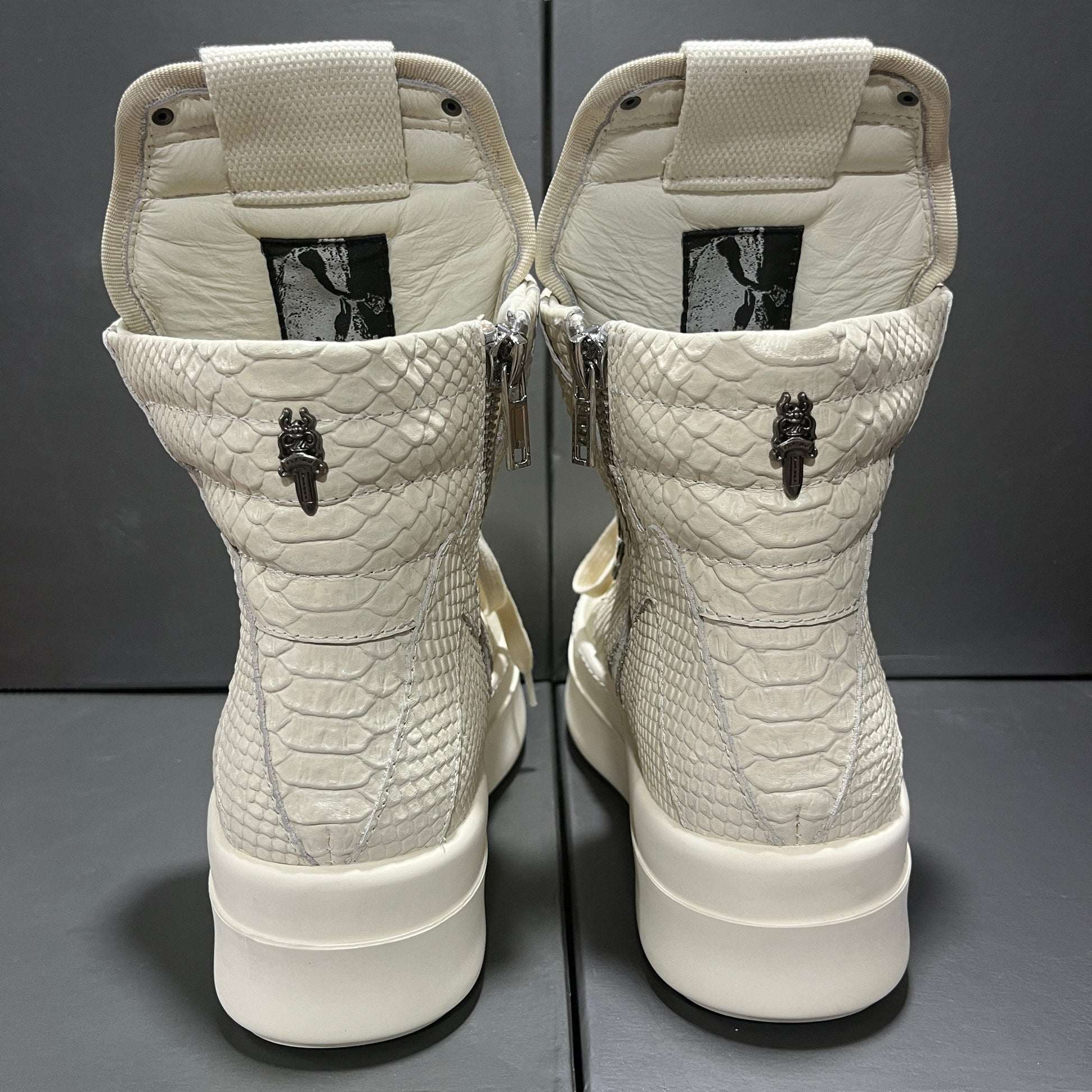 Revised RO Geobasket High-Top - Rick Owens Snake Embossed Leather  
