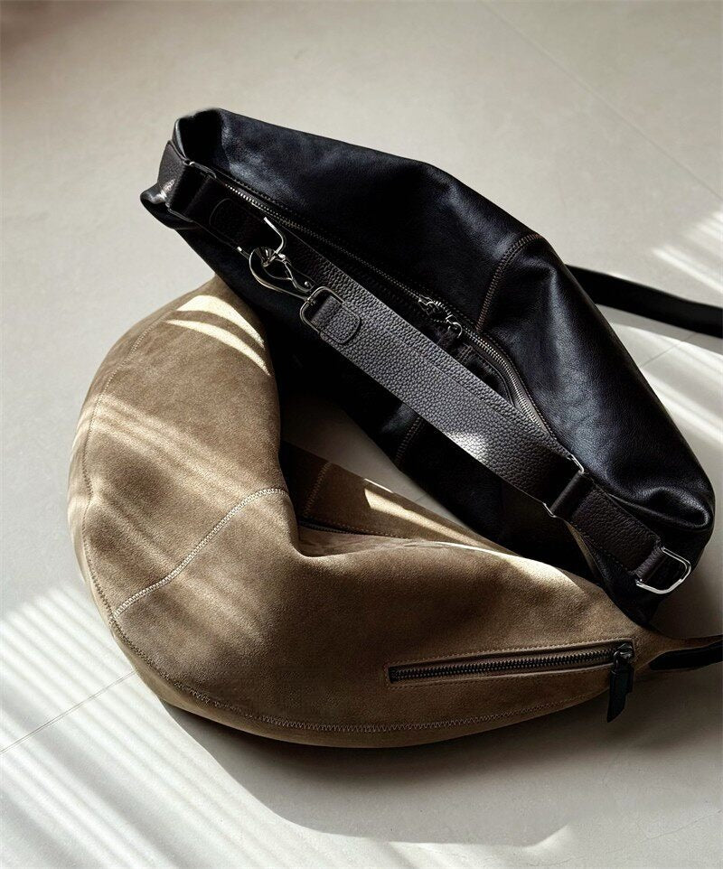 Artisanal Quiver Clip Bag - Lemaire Leather & Suede Crossbody Bucket