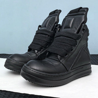 RO Jumbo Lace Geobasket - Rick Owens High-Top Leather Sneakers