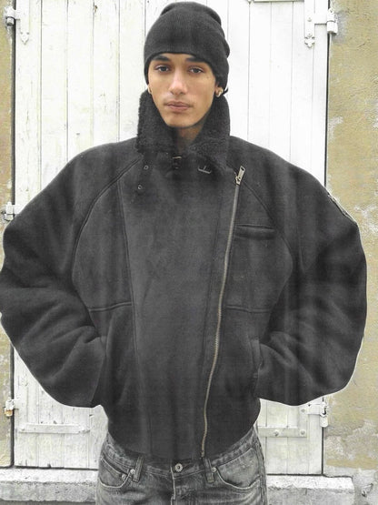 No faith studios Suede Shearling Biker Jacket - Asymmetrical Zip 