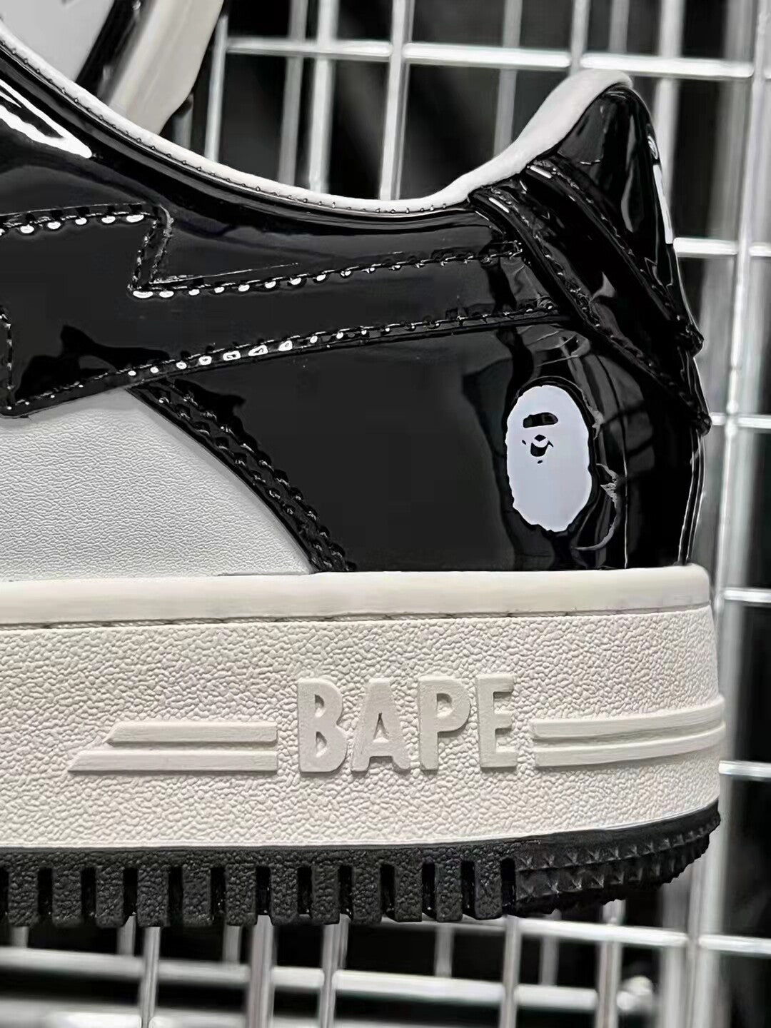 Bape Sta Low Silhouette - Black Patent Leather Skate Sneakers  