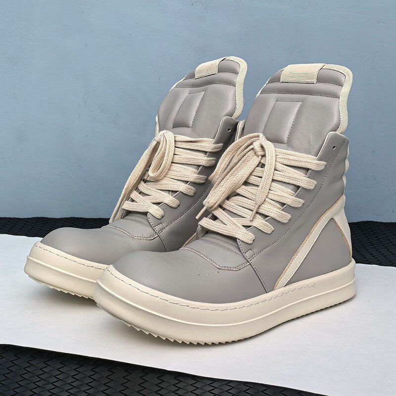 RO Jumbo Lace Geobasket - Rick Owens High-Top Leather Sneakers