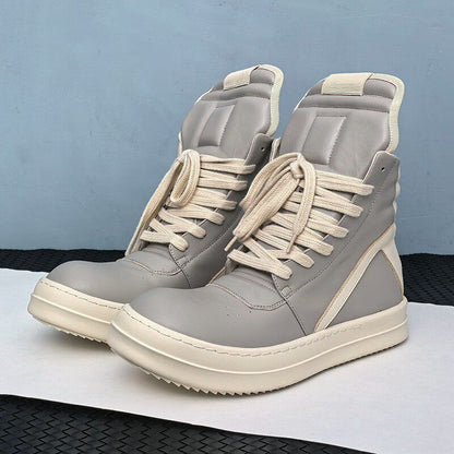 RO Jumbo Lace Geobasket - Rick Owens High-Top Leather Sneakers
