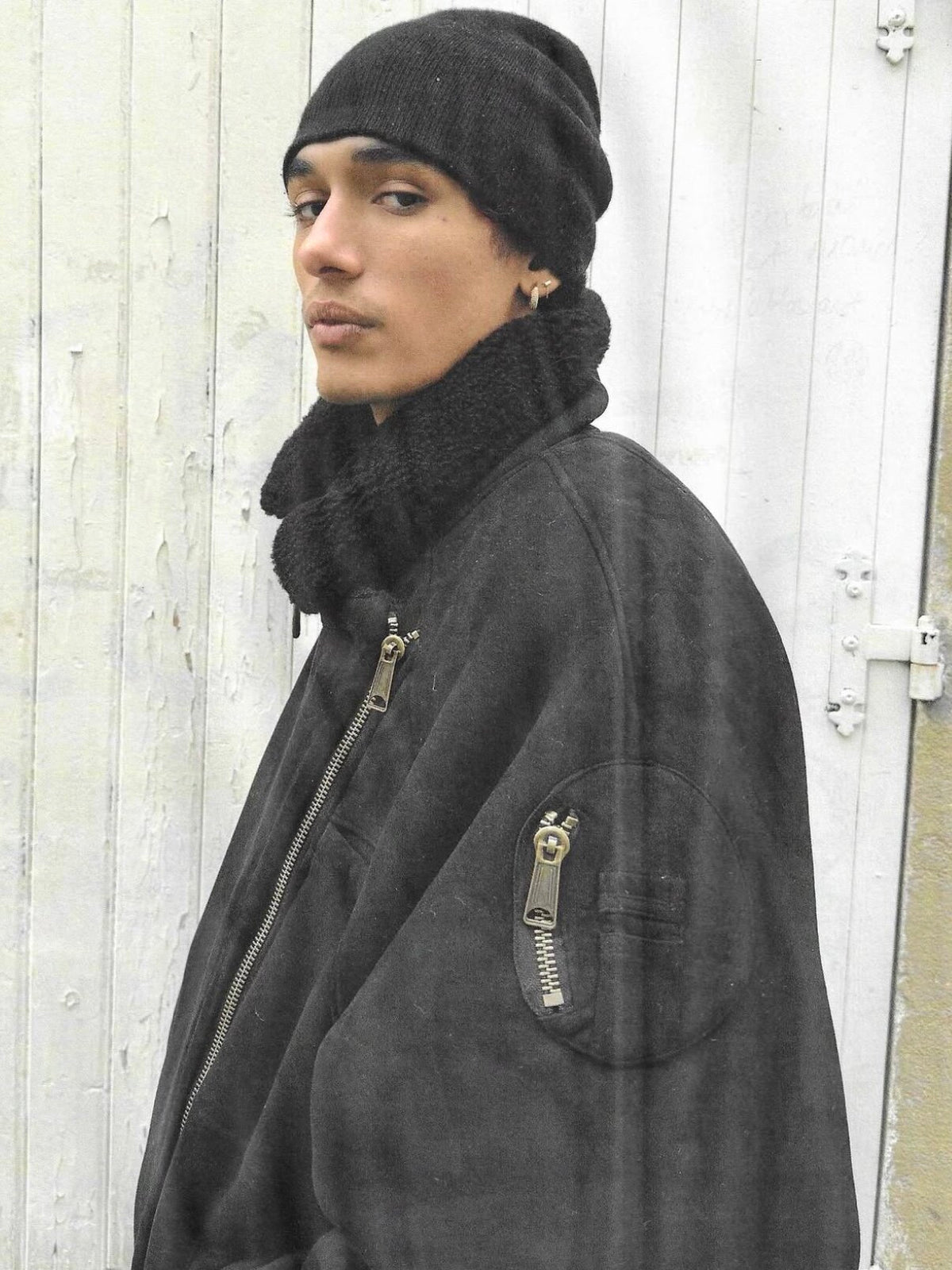 No faith studios Suede Shearling Biker Jacket - Asymmetrical Zip 