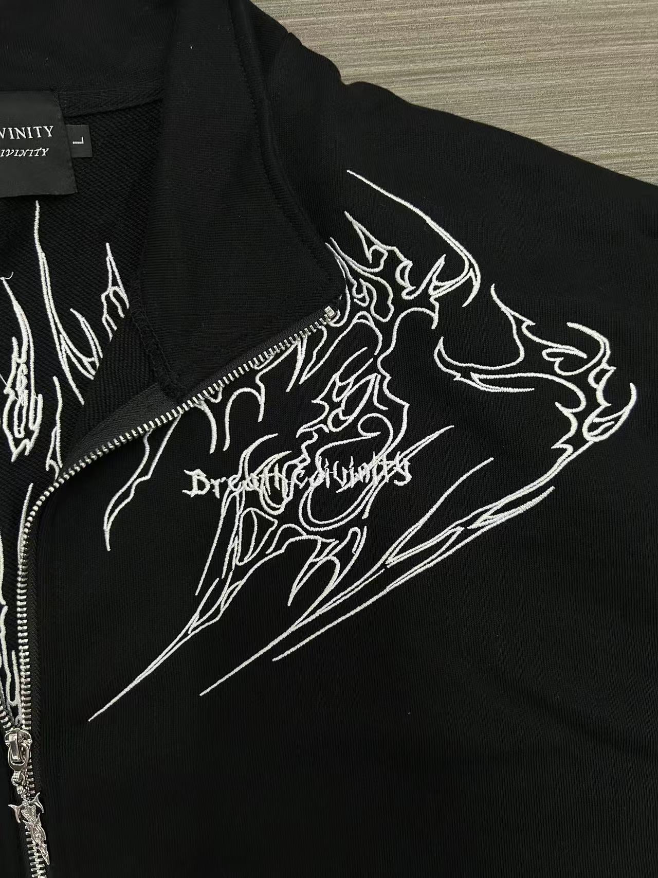 Breathedivinity Heavyweight Embroidered Track Jacket - Stand Collar