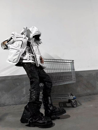 Revised Vetements FW19 High-Top Biker Boots - Metal Buckle & Rivet Strap - donclickin