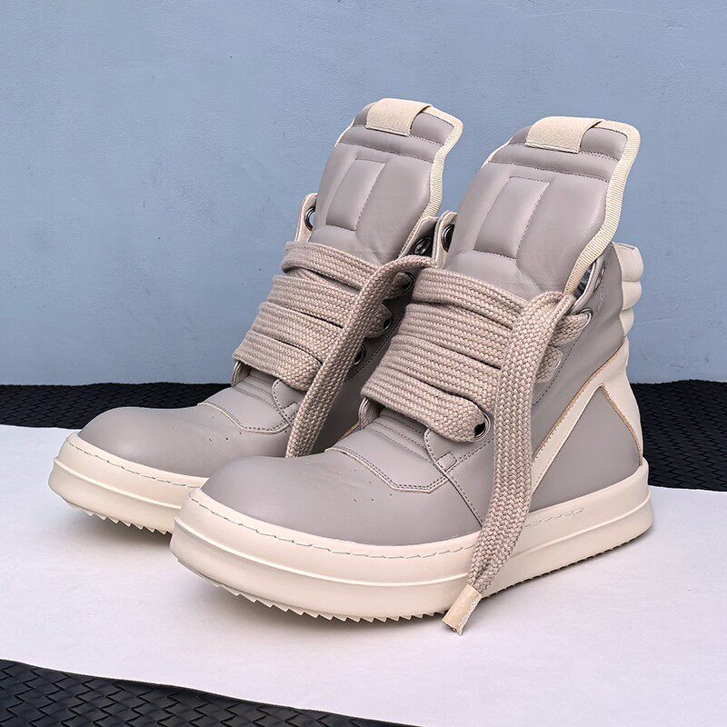 RO Jumbo Lace Geobasket - Rick Owens High-Top Leather Sneakers