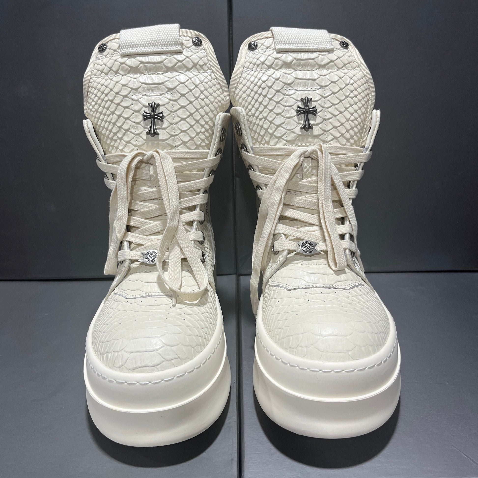 Revised RO Geobasket High-Top - Rick Owens Snake Embossed Leather  