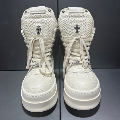 Revised RO Geobasket High-Top - Rick Owens Snake Embossed Leather  