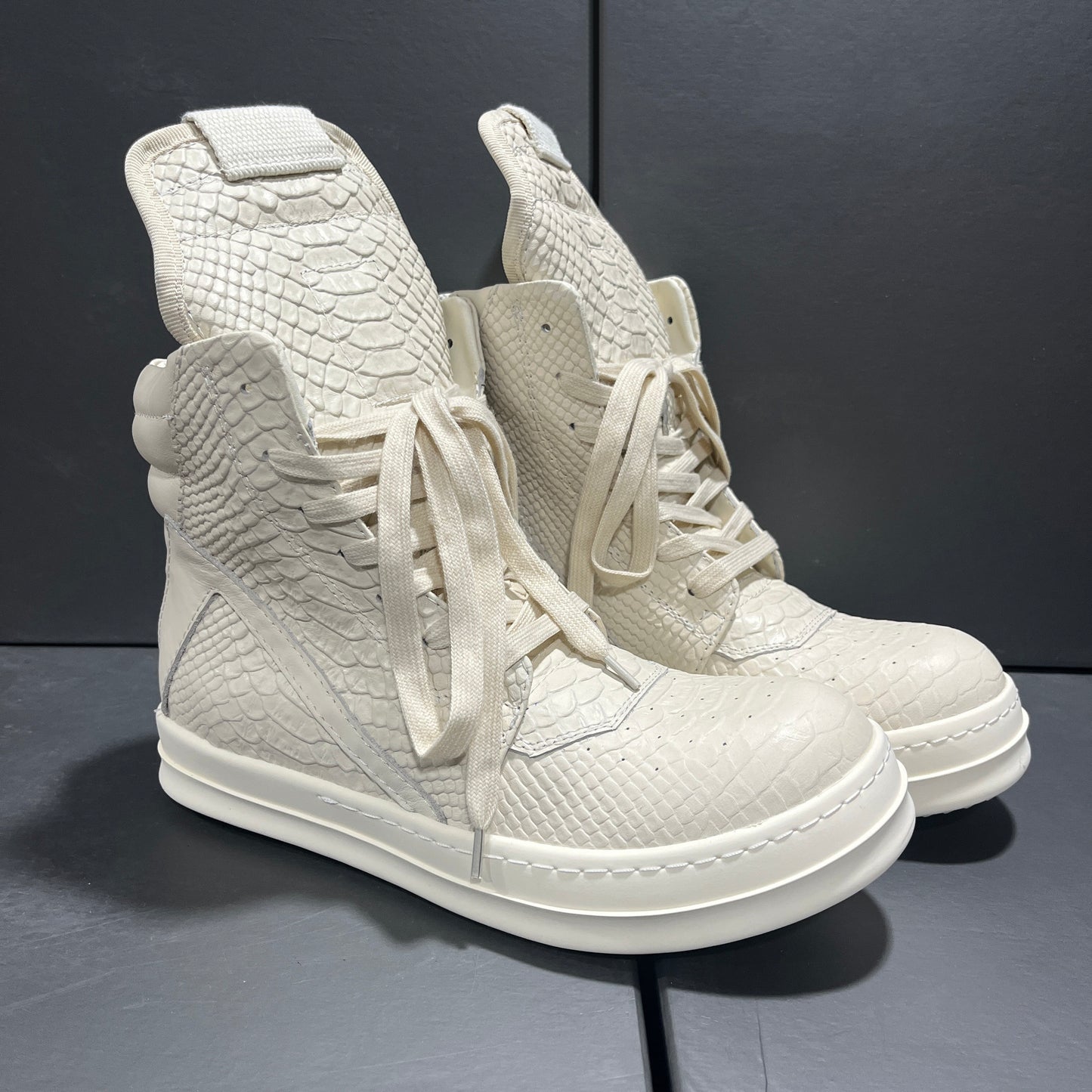 Revised RO Geobasket High-Top - Rick Owens Snake Embossed Leather  