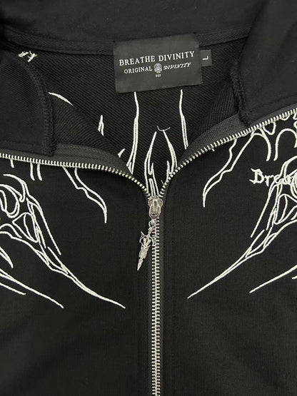 Breathedivinity Heavyweight Embroidered Track Jacket - Stand Collar